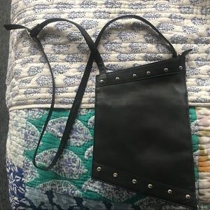 Genuine leather asymmetrical punk motorcycle bag